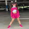 Children Kids Baby Fashion Girls Long Sleeve Solid Color Top And Shorts 3pcs Set