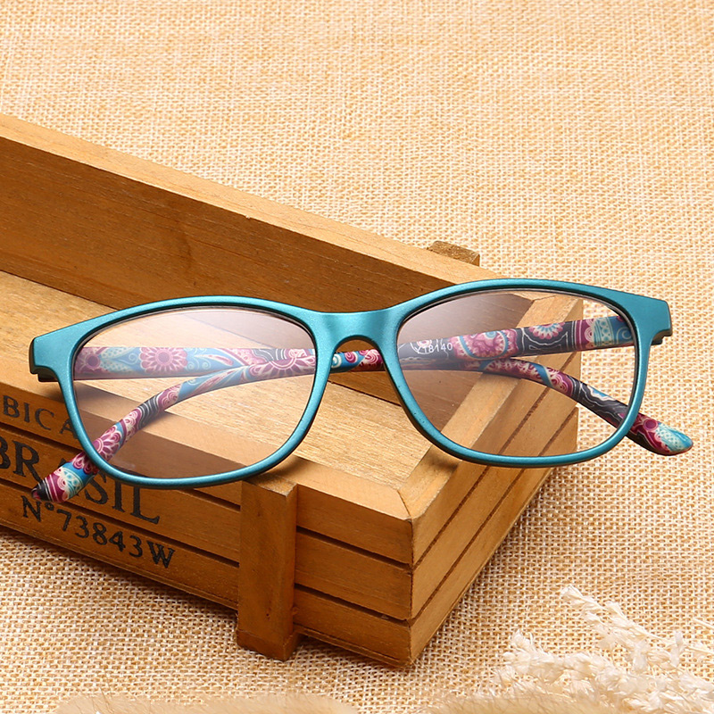 Older Person High Quality Resin Squre Shape Frame Floral Pattern Reading Glasses