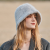 Women Autumn/Winter Solid Color Warm Sweet Bucket Hat