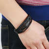 Creative Black Leather Braided Multilayer Men Bracelet