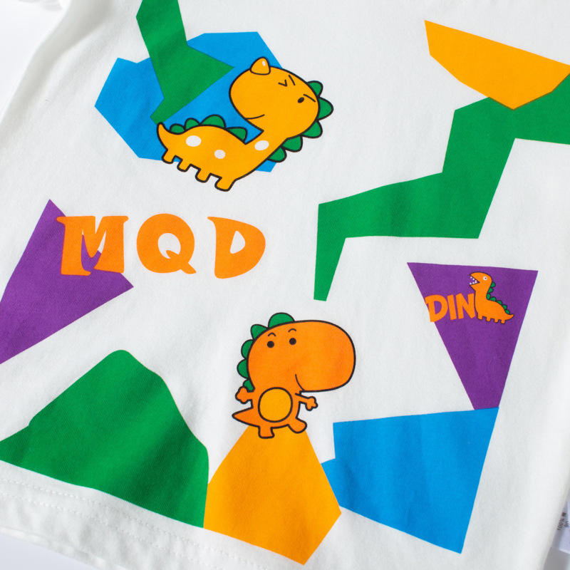 Kids Boys Cute Cartoon Dinosaur Round Neck Short Sleeve T-Shirt