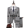 Men 3 Pcs Line Printed Notch Neckline Blazers And Vests And Pants