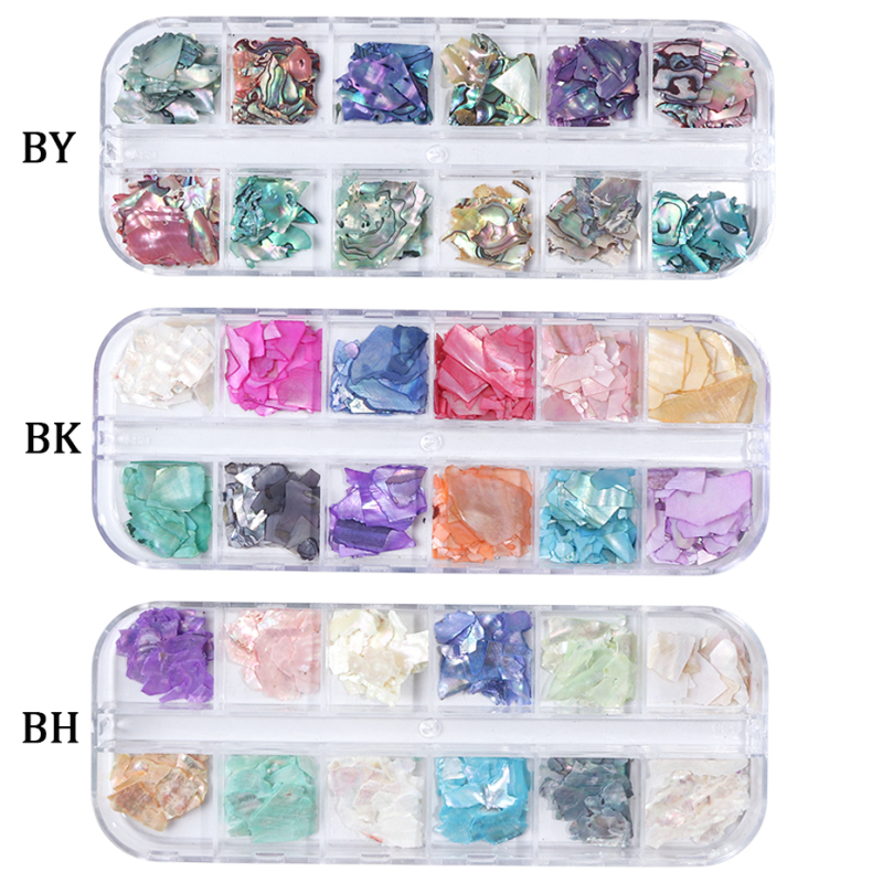 Abalone Shell Nails Stone Flakes Mermaid Gradient Fragment 3D Slices Flakes Nail Art