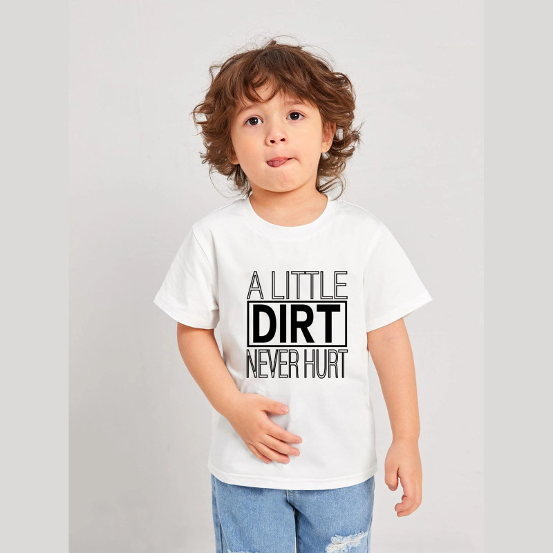 Kids Toddler Girls Boy Fashion Well I This Round Neck Casual Short Sleeve Top T-Shirt