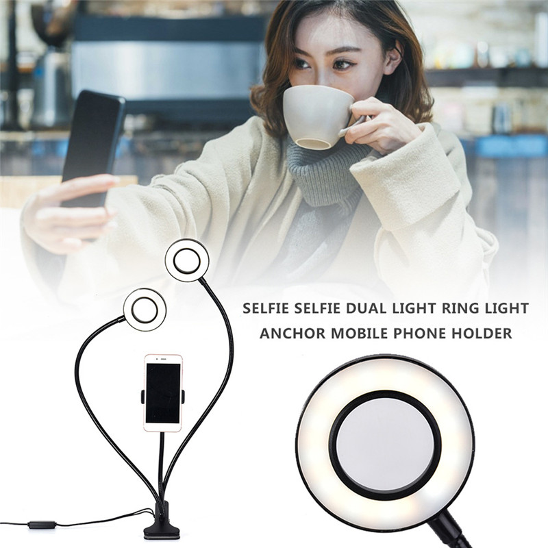 Mobile Phone Holder Clip Pattern Live Streaming Double LED Light