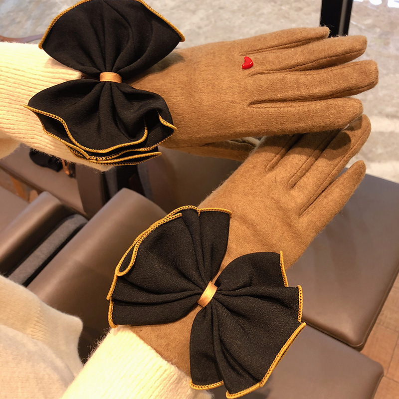 Women Fashion Elegant Heart Bow Love Gloves