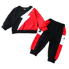 Toddlers Newborn Baby Boys Patchwork Round Neck Long Sleeve Sweatshirt And Pants 2pcs Set