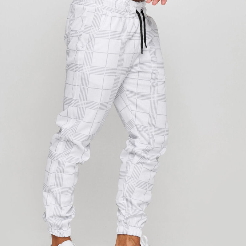 Men'S Casual Plaid 3d Digital Printing Fitness Trousers