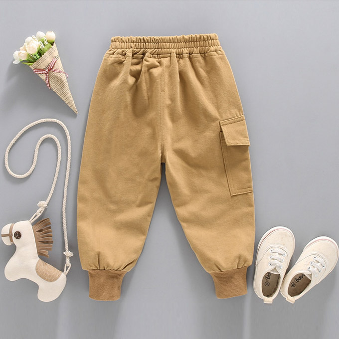 Boys Single Pocket Design Solid Color Casual Pants