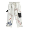 Men Casual Letter Graffiti Printed Straight Leg Pants