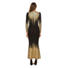 Fashion Sequins Round Collar Long-Sleeve Slim Maxi Dress