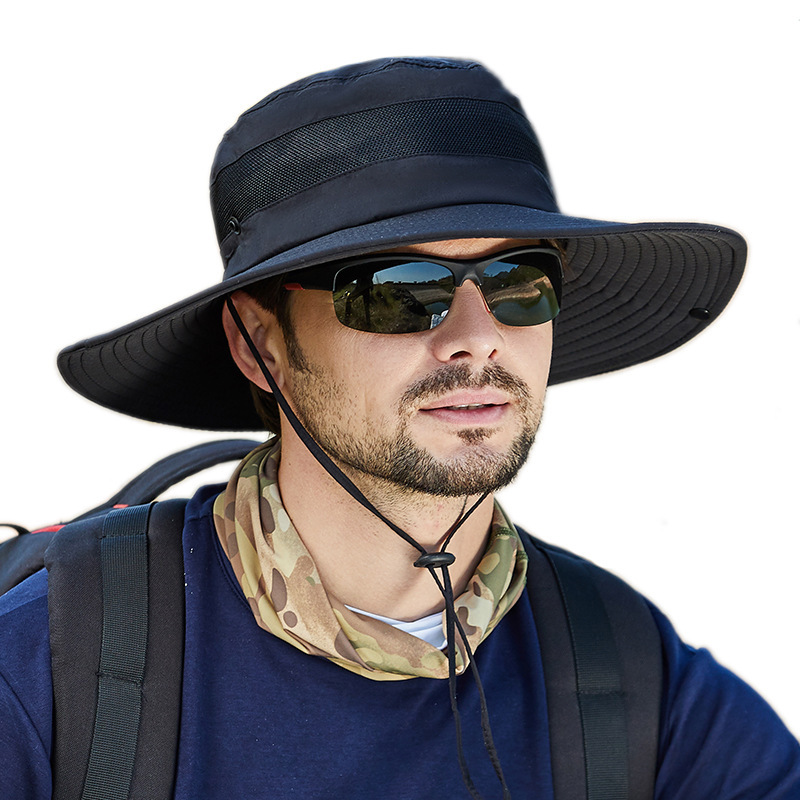 Men Fashion Outdoor Big Brim Breathable Mesh Sunscreen Sun Hat