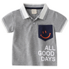 Children Kids Baby Fashion Boys Short Sleeve Cartoon Letter Smile Print Lapel Casual Basic T-Shirt