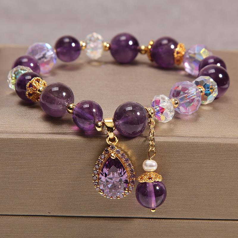 Women Fashion Creative Purple Rhinestone Beaded Bracelet