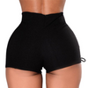 Women Summer Solid Color High Waist Lace-Up Denim Shorts