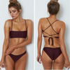 Women Sexy Solid Color Basic Spaghetti Strap Bandage Bikini Swimwear