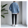 Men Casual Solid Color Lapel Long Sleeve Loose Denim Jacket