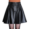 Women Solid Color Pu High Waist Elastic Fashion Pleated Skirt