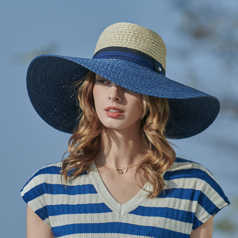 Women Outdoor Casual Wide Brim Color Matching Sun Hat