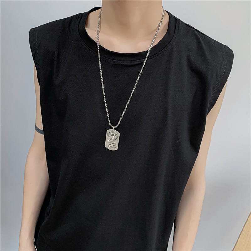 Men Solid Color Round Neck Tank Top