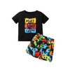 Children Kids Teenagers Fashion Boys Letter Dinosaur Print Short Sleeve T-Shirt And Shorts 2pcs Set