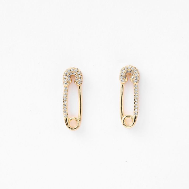 Women Fashion Simple Copper Micro-Set Zircon Pin Stud Earrings