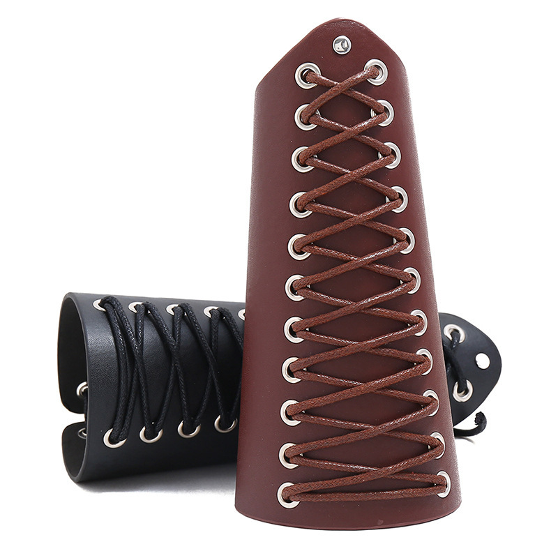 Unisex Punk Solid Color Lace-Up Design PU Arm Guard ( 2 sets )