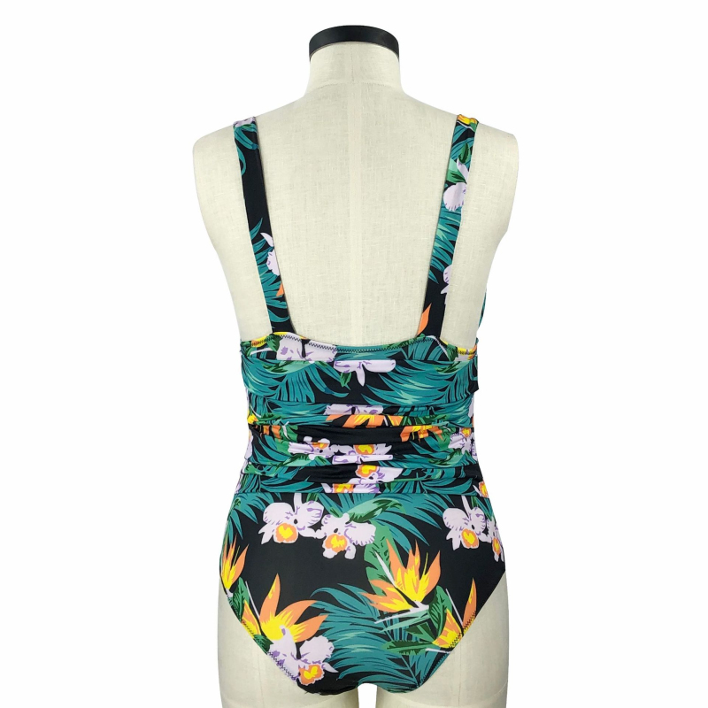 Sexy Floral Print Plus Size Women One-Piece Swimwear