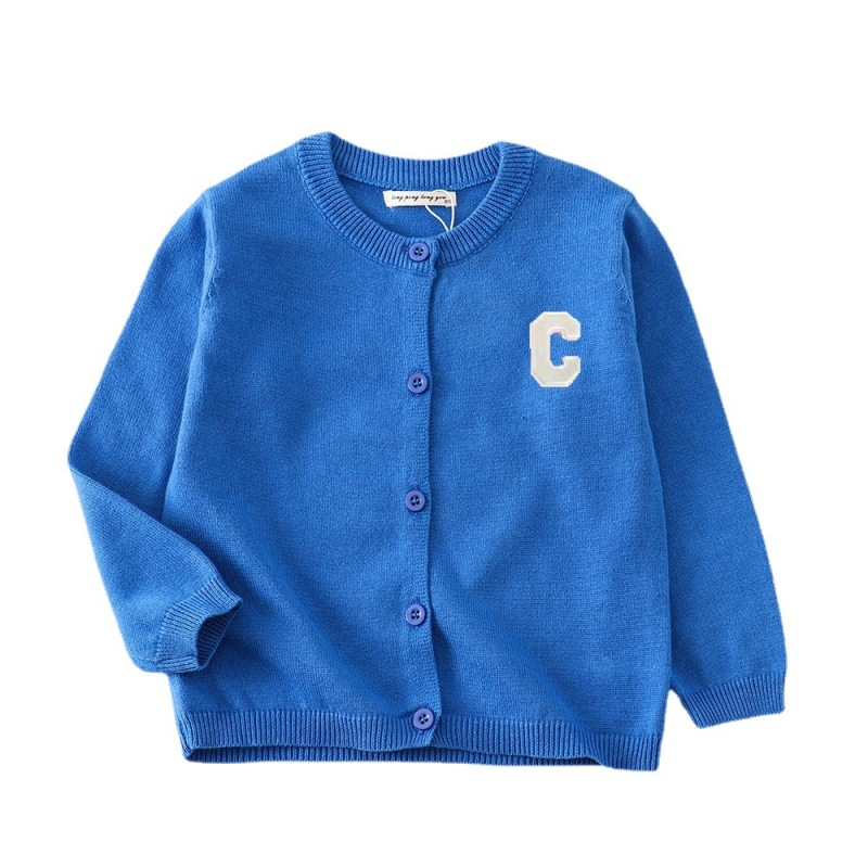 Kids Toddler Girls Boy Fashion Big-C Embroidered Cotton Cardigan Jacket