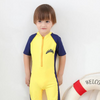 2 Pcs Boys Yellow Shark Pattern Swimwear And Cap