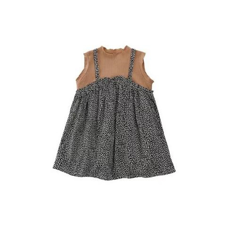 Children Kids Toddlers Girls Sleeveless Stitching Print Dress