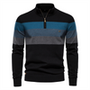 Men Stand Collar Long Sleeve Color Block Sweater