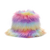 Women Fall/Winter Fashion Gradient Rainbow Plush Bucket Hat