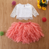 Children Kids Baby Fashion Girls Lace Mesh Top And Tutu Skirt 2pcs Set