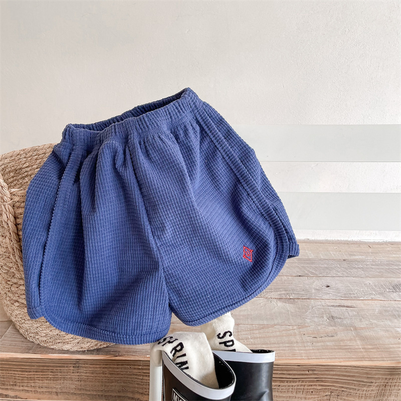 Kids Casual Letter Embroidery Solid Color Elastic Waist Basic Shorts