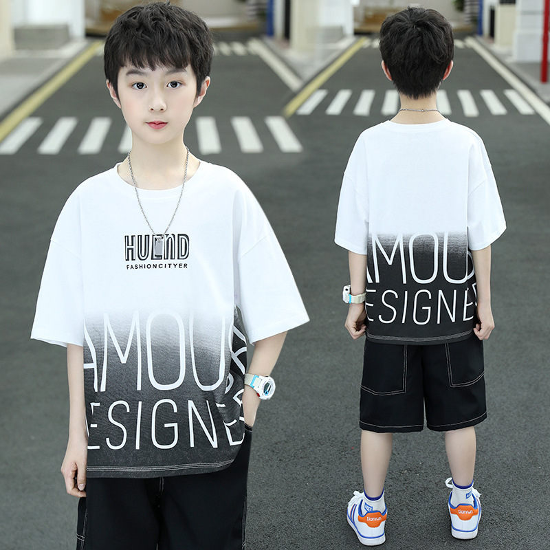 Kids Toddler Boy Fashion Gradient English Letter Short Sleeve Top