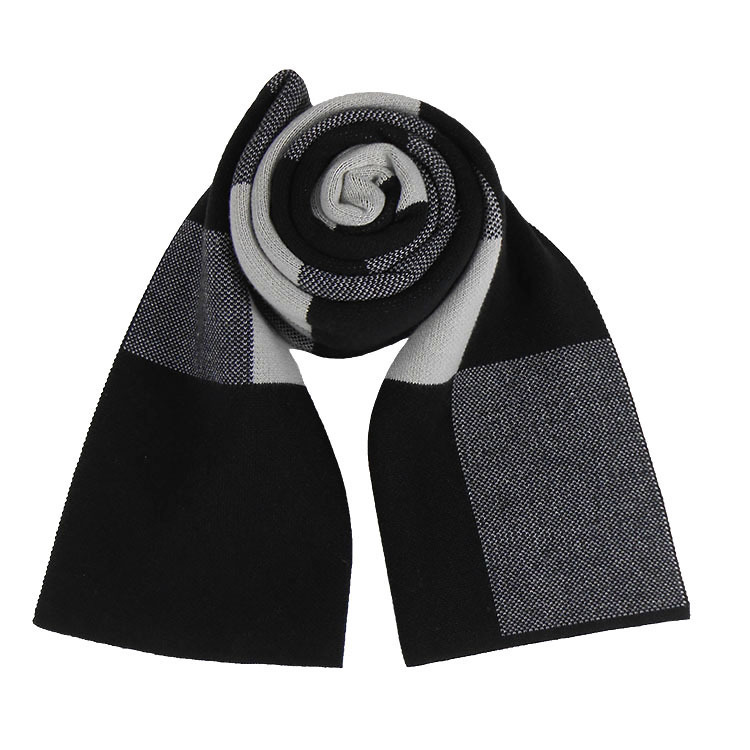 Men Winter Rectangle Colorblock Faux Cashmere Knit Scarf