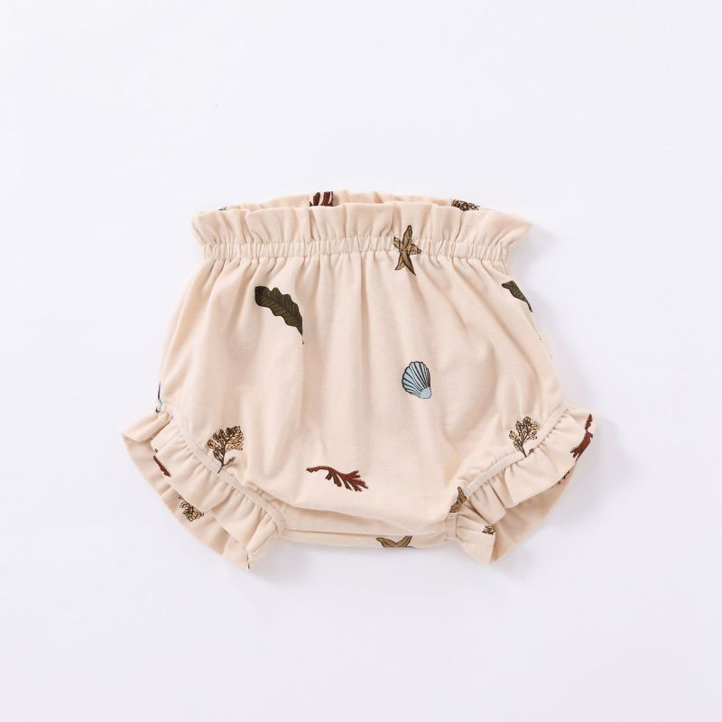 Baby Fashion Cartoon Moon Print Stripe Lace Shorts