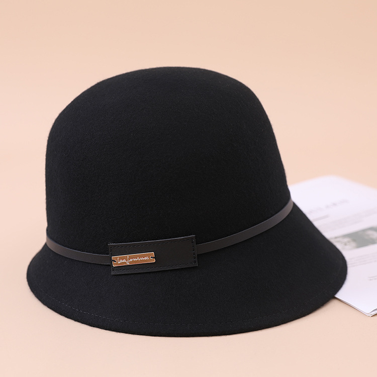 Women Fashion Wool Felt Simple Beveled Elegant Fedora Hat