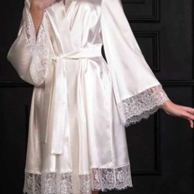 Women Sexy Solid Color Flare Sleeve Nightdress