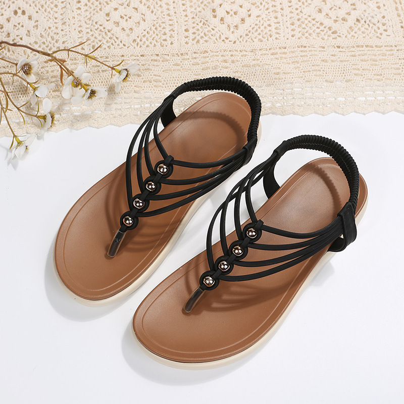 Plus Size Women Fashion Metal Braided Flip Sandals