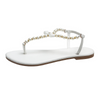 Plus Size Women Fashion Flat Thong Thong Bowknot Pearl Beaded Flat Sandals