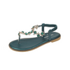 Women Fashion Thong Bohemian Rhinestone Beach Flat Sandals