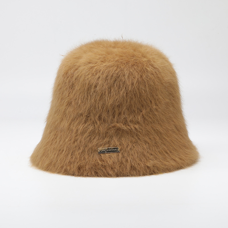 Women Autumn/Winter Solid Color Warm Sweet Bucket Hat