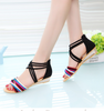 Plus Size Women Fashion Round Toe Strappy Heel Back Zipper Low Heel Sandals