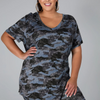 Women Plus Size Summer Printing Loose Casual Camouflage Shorts Two Piece Sets