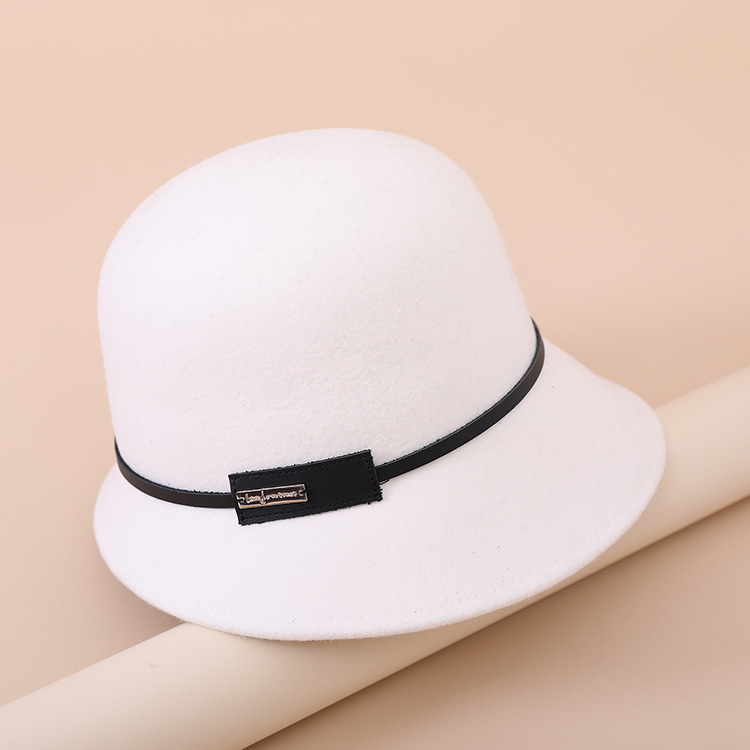 Women Fashion Wool Felt Simple Beveled Elegant Fedora Hat