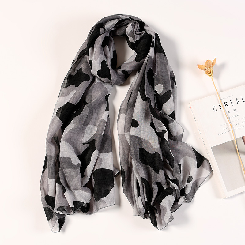 Women Autumn And Winter Cotton Linen Camouflage Graphic Scarf (2 sets)