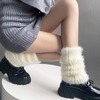 Women Autumn And Winter Solid Color Plush Feather Yarn Knit Thickening Leg Warmers