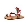 Plus Size Women Fashion Strawberry Pineapple Embroidery Flat Candy Color Slip-On Sandals